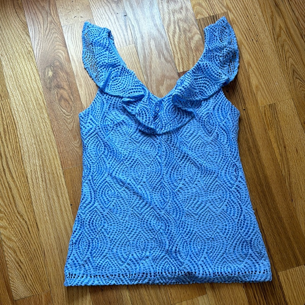 Lilly Pulitizer Alessa Light Blue Peri Flowing Leaf Lace Size Small